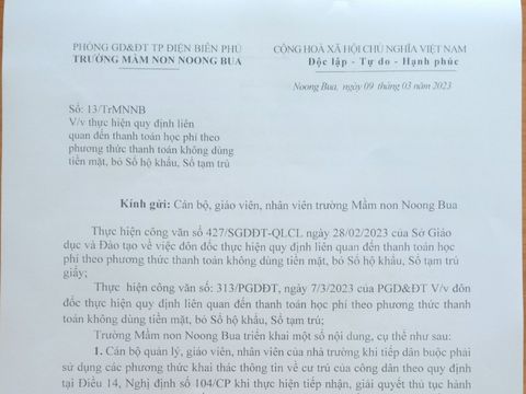 thực hiện quy định liên quan đến thanh toán học phí theo phương thức thanh toán không dùng tiền mặt, bỏ Sổ hộ khẩu, Sổ tạm trú