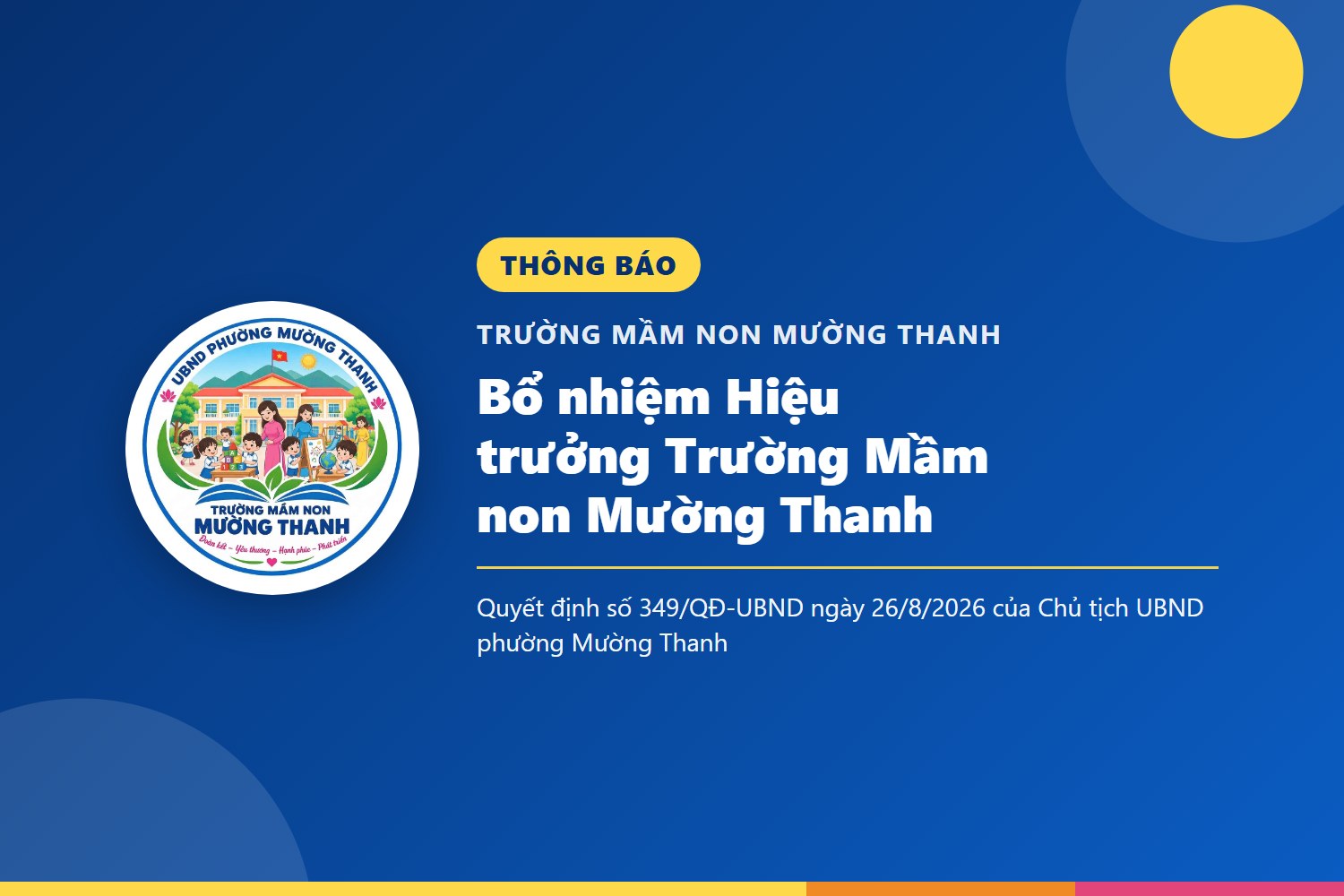 Bổ nhiệm Hiệu trưởng Trường Mầm non Mường Thanh